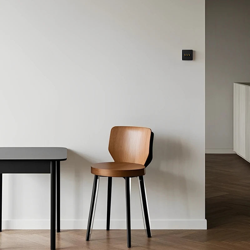 Prise double RJ45 en acier noir mat et doré bords arrondis