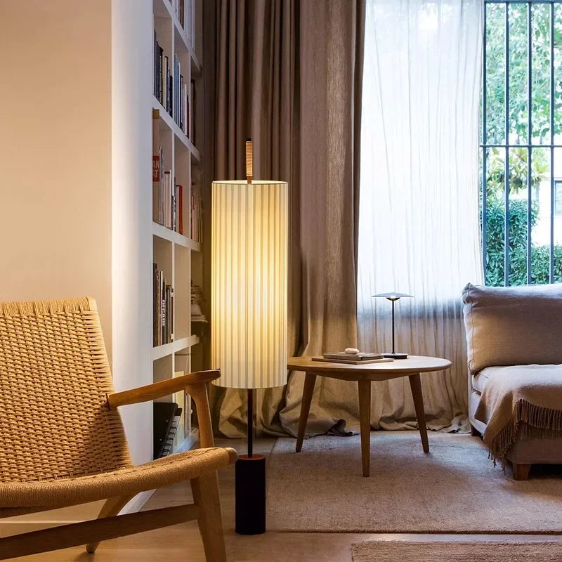 lampadaire led en tissu style wabi sabi décoration moderne - vue 5 sur 7