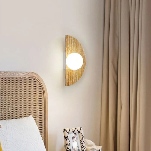 applique murale en pierre naturelle avec demi-cercle en verre blanc