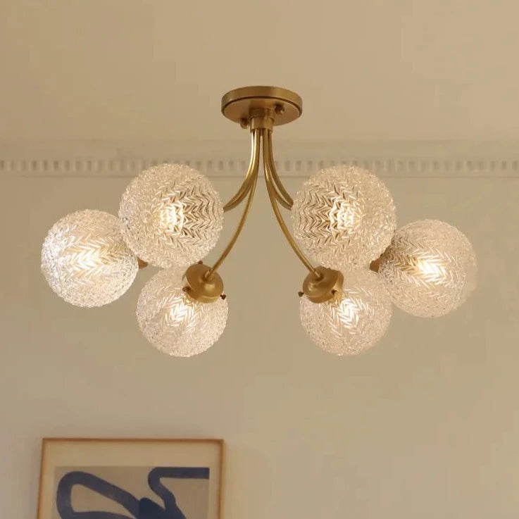 Plafonnier doré style américain de luxe avec boules - vue 3 sur 6