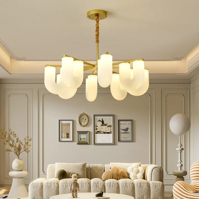 lustre moderne en acrylique et métal doré pour intérieur élégant - vue 2 sur 10