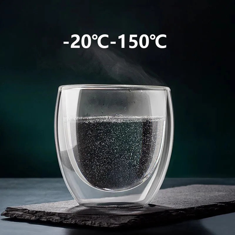 Tasses expresso double paroi verre 80ml ensemble isotherme - vue 6 sur 7