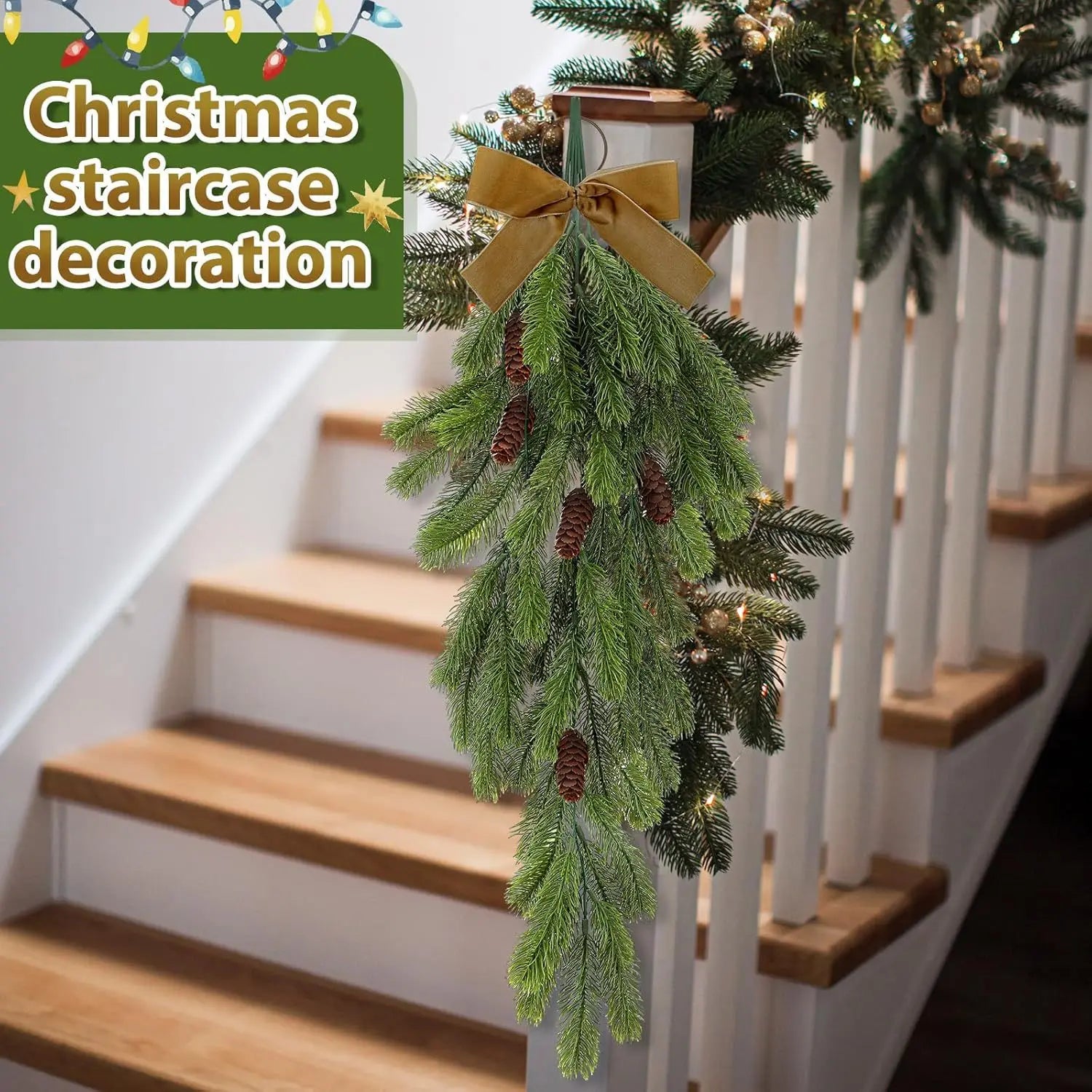 guirlande de pommes de pin artificielles pour décorations de noël