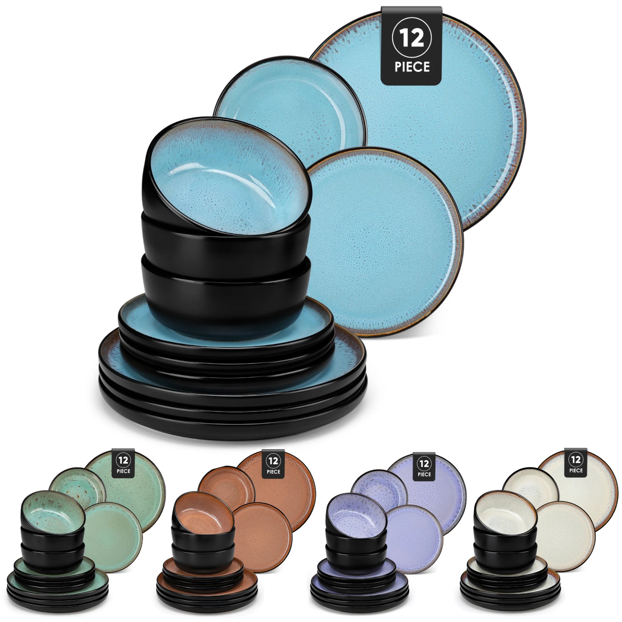 service de table ceramique gres style moderne complet - vue 2 sur 7