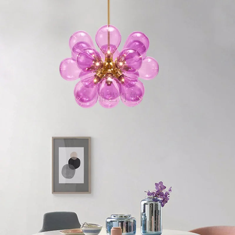 suspension design nordique moderne en verre coloré led décorative