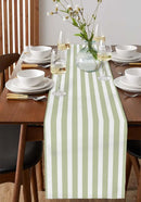 Chemin de table rayures vert sauge style campagne
