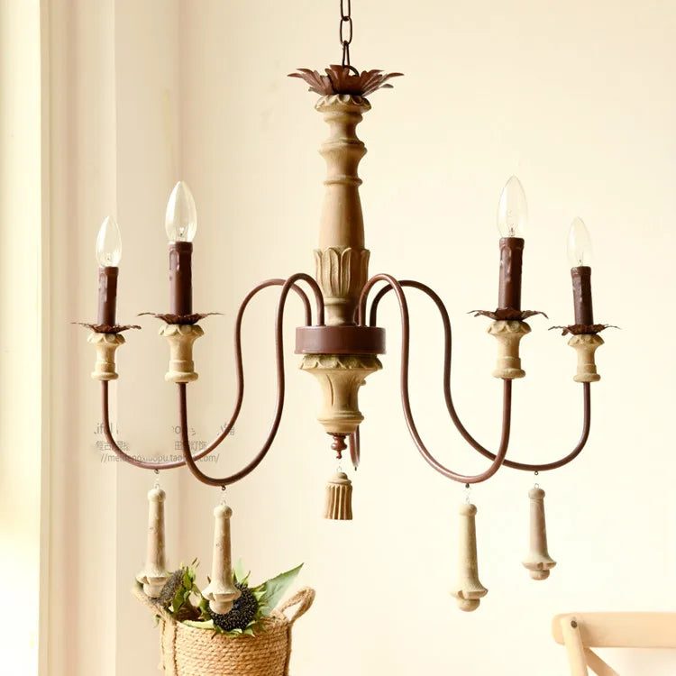 lustre industriel en résine antique avec bougeoirs à led