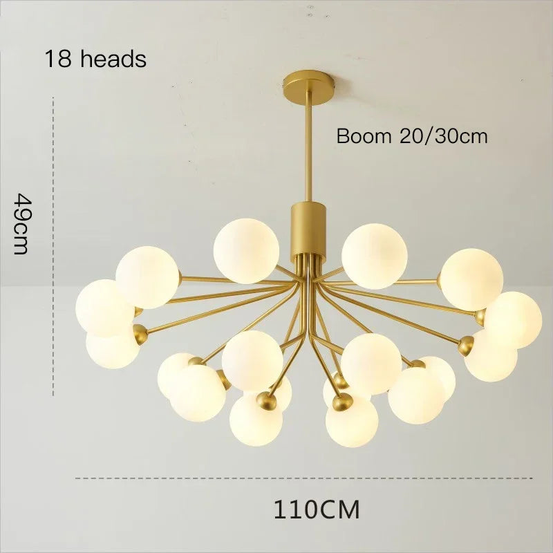 lustre moderne en verre à bulles et fleurs décoratif - vue 9 sur 12