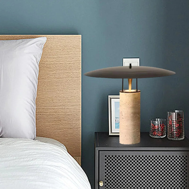 lampe à poser design en pierre de fer noir à LED - vue 5 sur 6