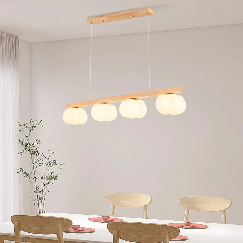 suspension moderne en bois naturel lustre en forme de coton - vue 2 sur 11