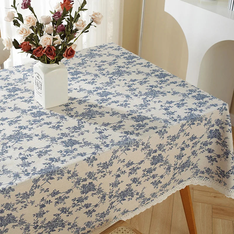 Nappe style champetre motifs floraux table maison