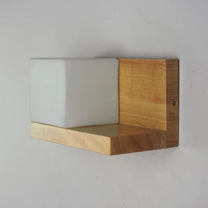 applique murale led en bois avec pot de plante nordique