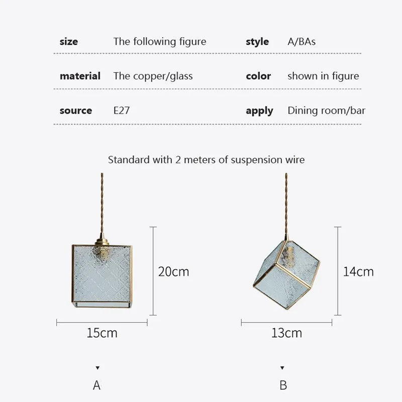 Suspension en verre transparent à motif géométrique - vue 6 sur 16