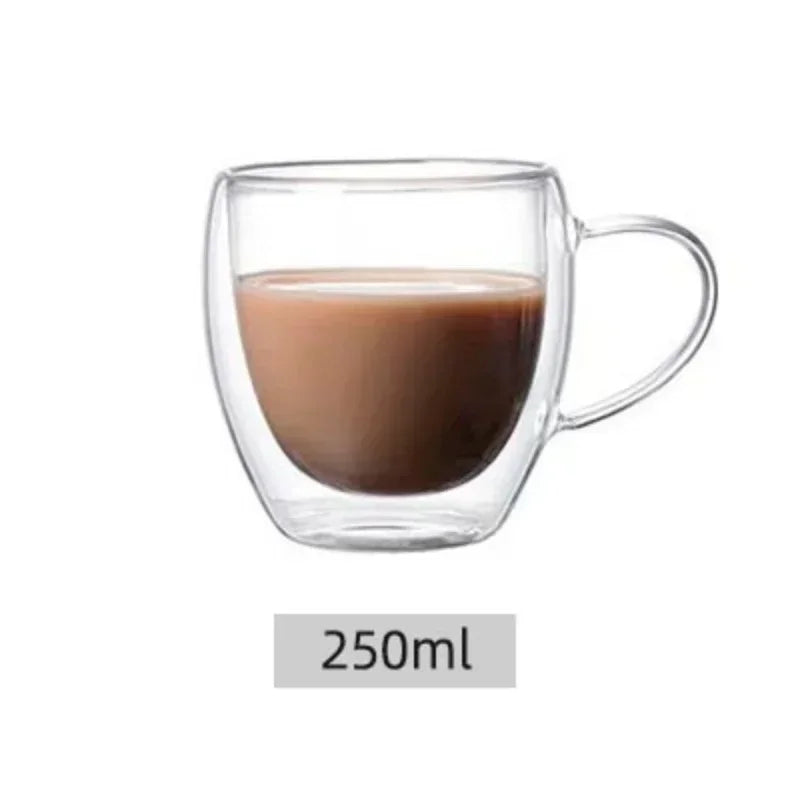 Mug verre borosilicate double paroi anse moderne resistant