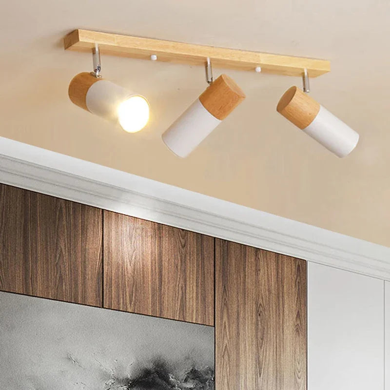 Spot rotatif réglable en bois nordique luminaire vestiaire