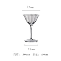 Verres à vin cristal rétro motifs floraux rayures