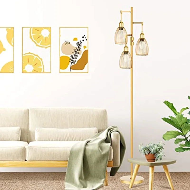 Lumière moderne luxe doré lampadaire Lustre métallique salon décoration E27 LED lumières debout salon chambre chevet - vue 7 sur 7