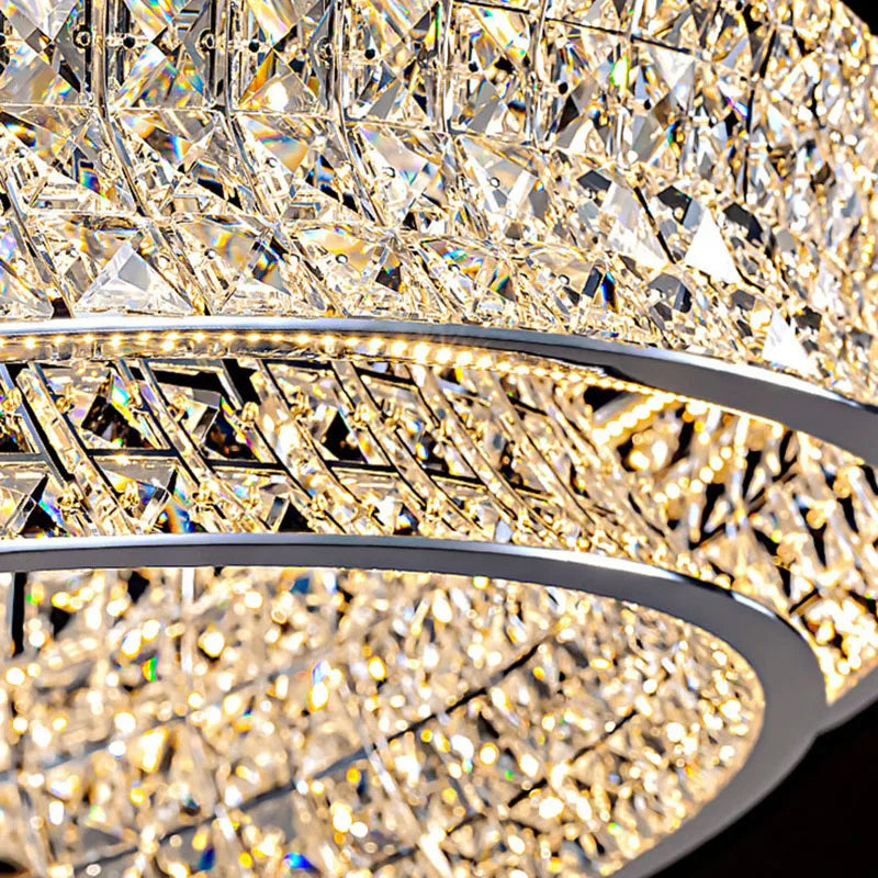 lustre moderne en cristal clair acier inoxydable intensité variable cordon réglable