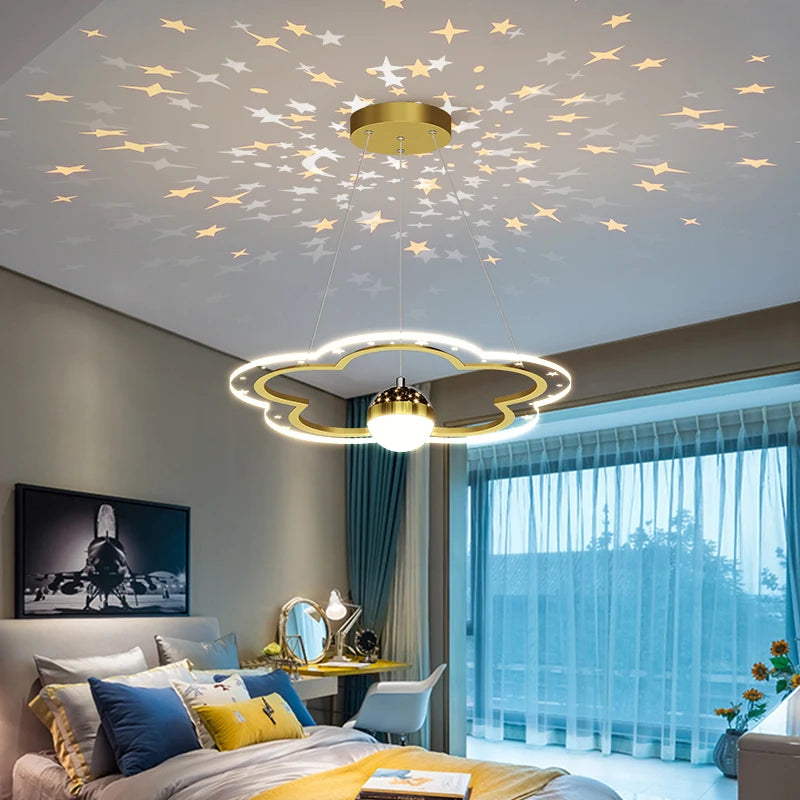 LED moderne créatif étoile suspension lumières enfants chambre lustre chambre salle d'étude maison dessin animé chambre d'enfants luminaires - vue 4 sur 21