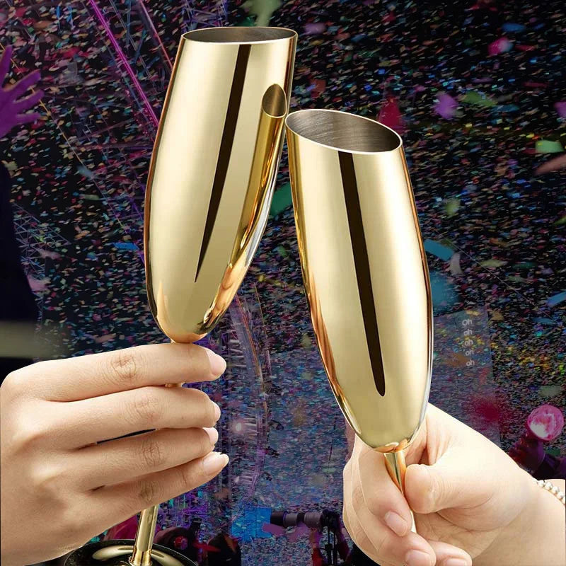 Verre champagne acier inoxydable texture style gobelet bar - vue 5 sur 7