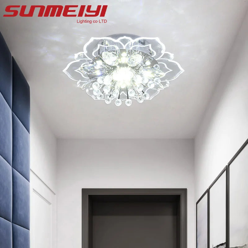 plafonnier led en cristal de luxe pour décoration balcon - vue 6 sur 12