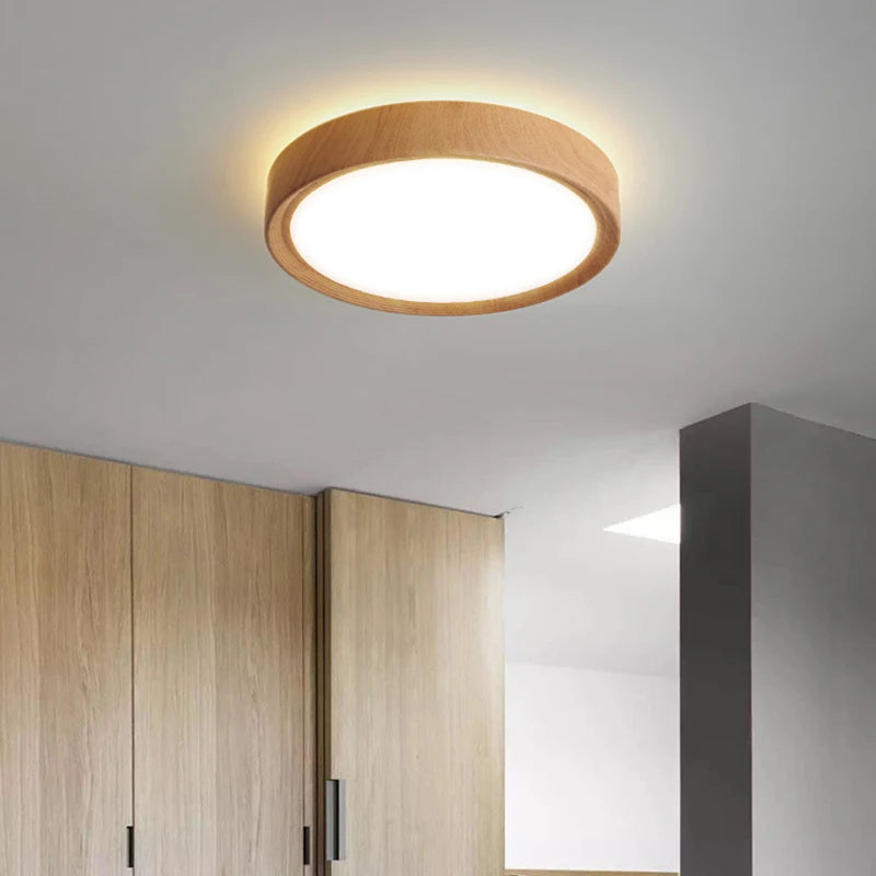 plafonnier led rond en bois éclairage d'intérieur luminaire décoratif