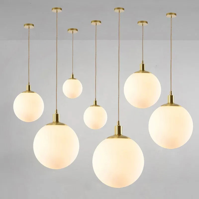 Suspension en verre nordique 8-50 cm boule ronde lampes suspendues pour la maison pour Bar chambre salon café décoration Luminaires Lustre