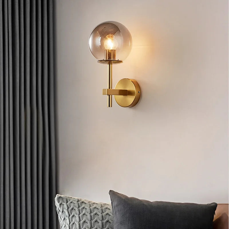 applique murale led moderne nordique avec boule de verre luminaira - vue 2 sur 12
