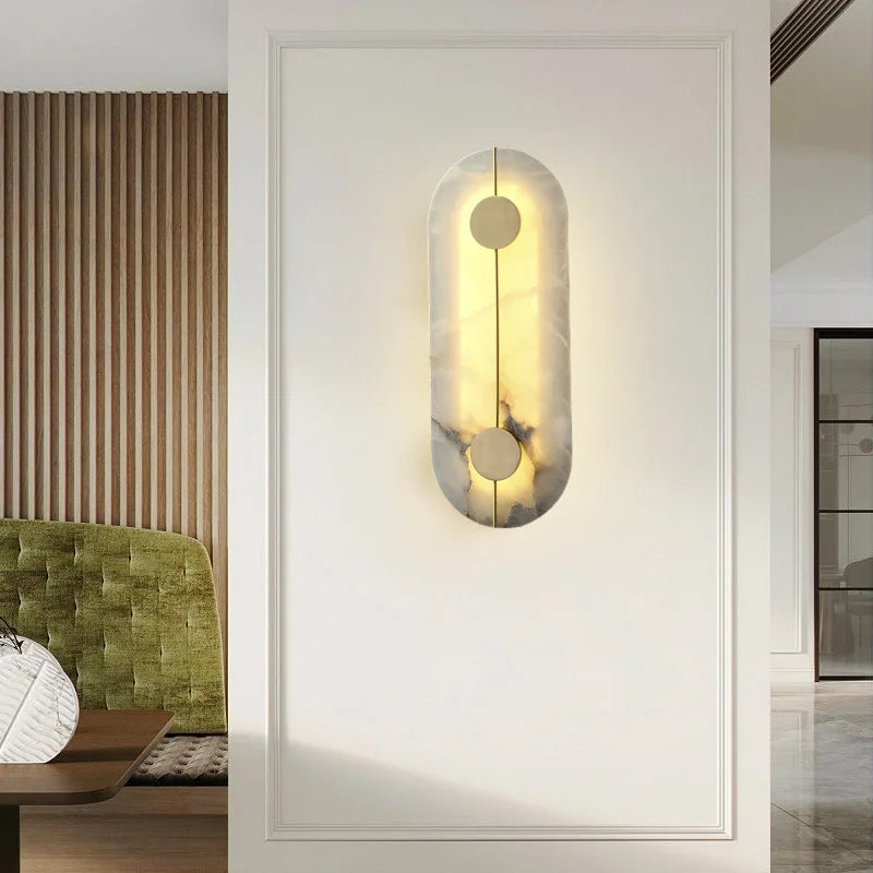applique murale led design nordique en marbre et cuivre doré