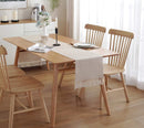 Chemin de table lin rustique brodé beige campagne