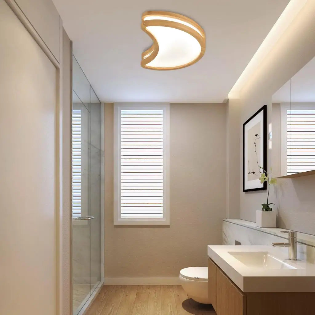 Plafonnier Led en bois avec lune Simple - vue 6 sur 7