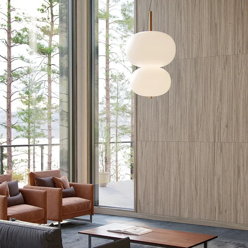 suspension scandinave grande boule de verre design moderne - vue 5 sur 12