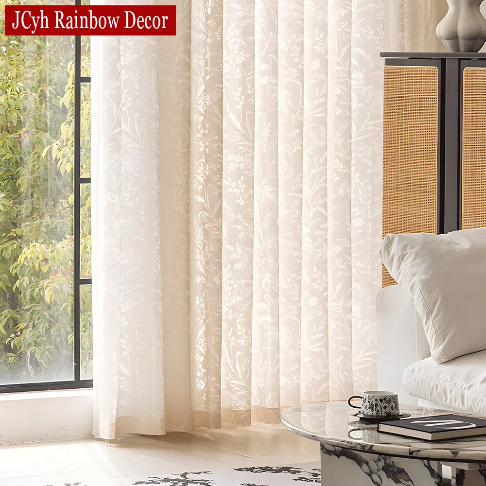 Voilage tulle brodé floral moderne pour salon chambre - vue 6 sur 8