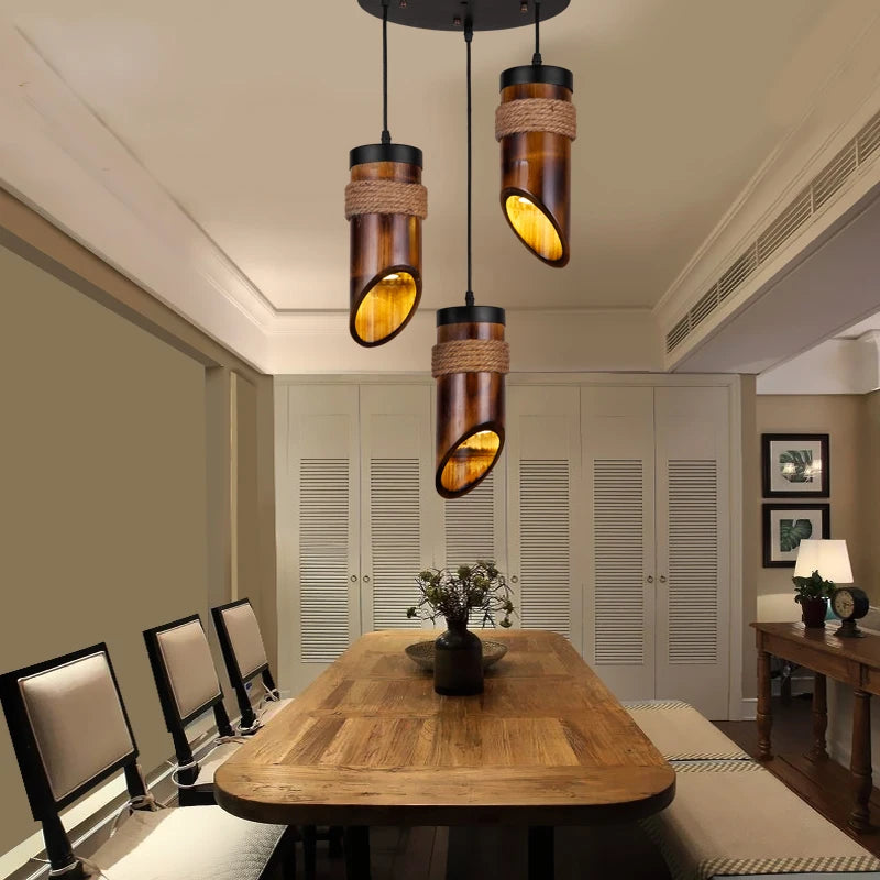 Style américain loft suspension lumière restaurant couloirs chinois Antique bambou corde art lampe suspendue pub magasin café lampes MJ710 - vue 5 sur 7