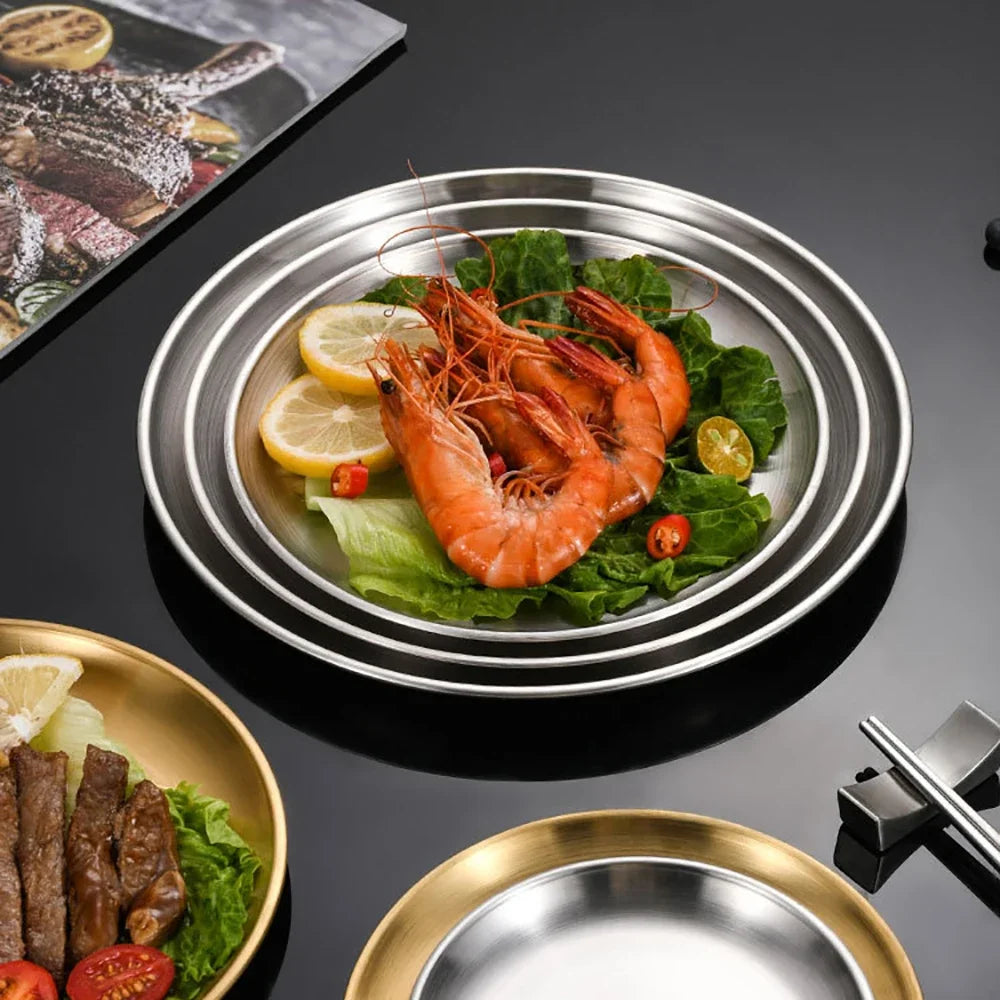 Ensemble 6 assiettes inox multifonction barbecue cuisine - vue 7 sur 7