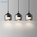 XIUAN Suspension en verre simple pour luminaires de chevet de chambre à coucher Éclairage de lustre en verre gris fumé dans le salon salle à manger