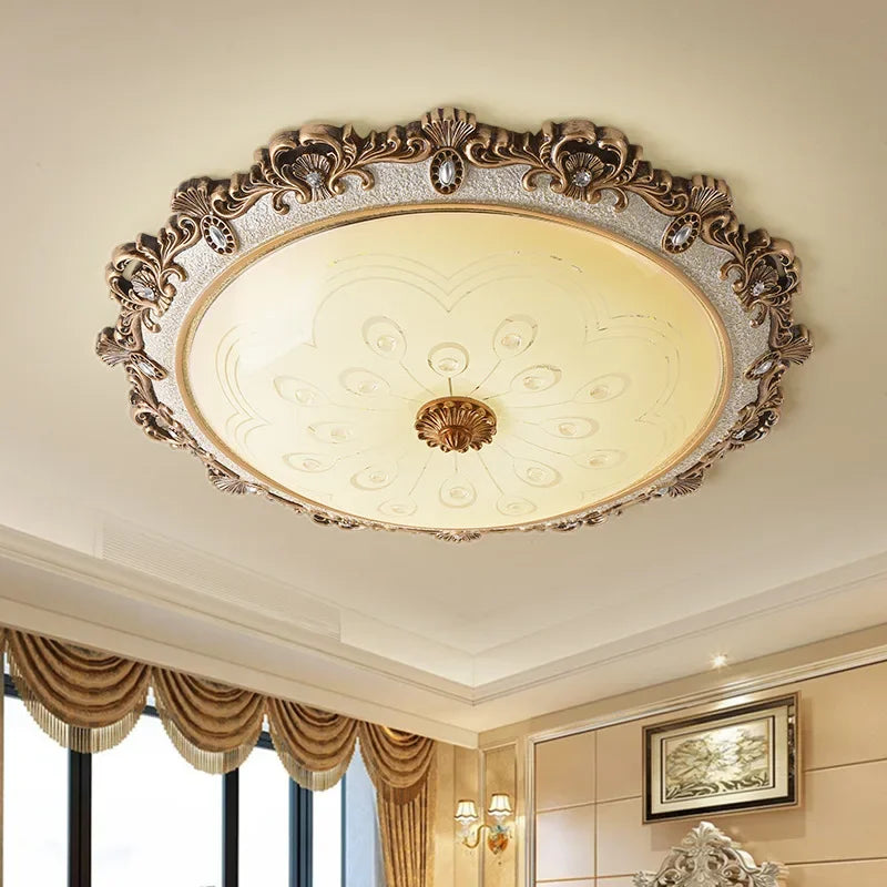 Style européen plafonnier chambre salon rétro luxe lampe à LED étude porche balcon Restaurant résine luminaire - vue 5 sur 6