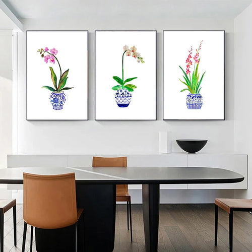 vase à fleurs aquarelle art mural nordique pour décoration intérieure