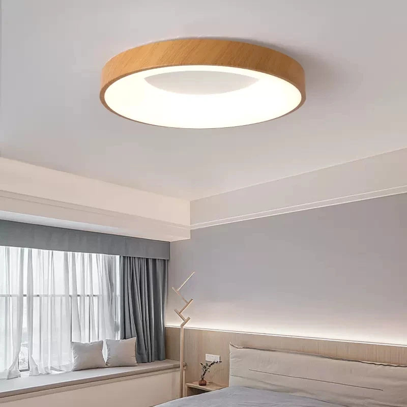 Plafonnier Led rond Ultra-fin en Grain de bois - vue 6 sur 16