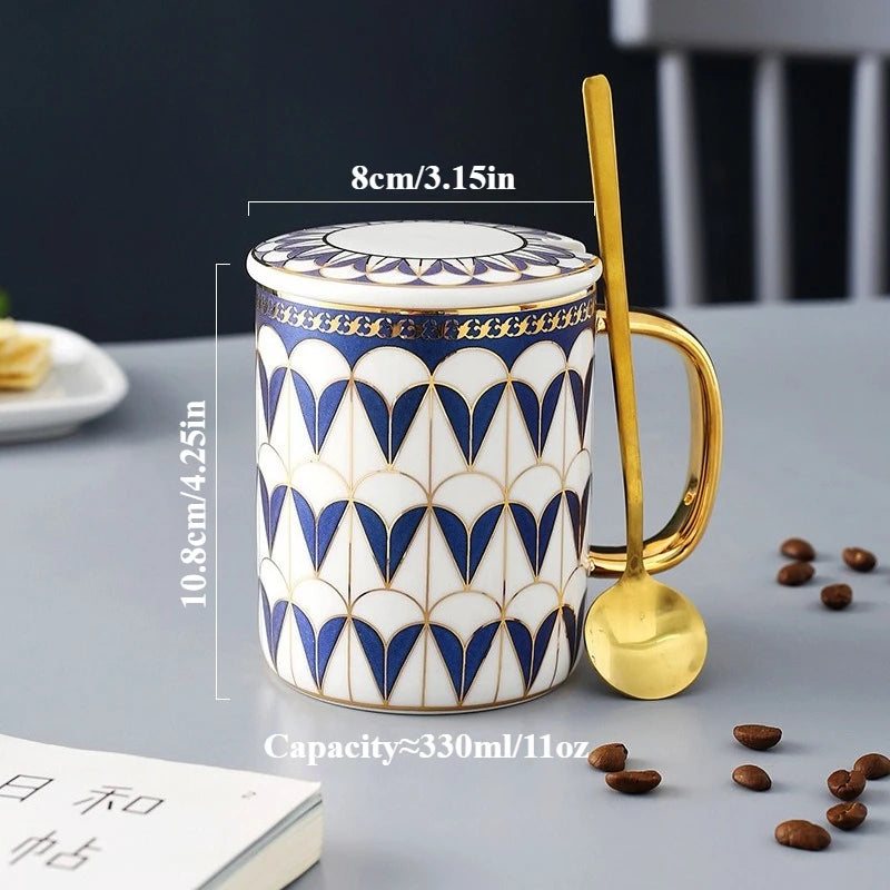 Tasse ceramique style britannique couvercle cuillere bord elegant - vue 6 sur 7