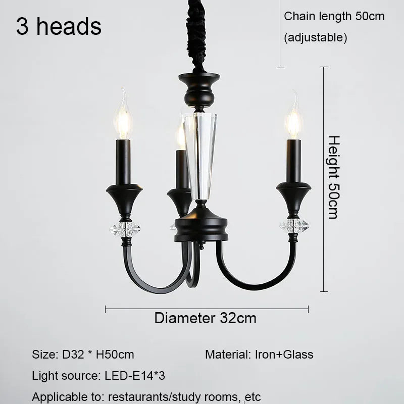 lustre rétro luxe en cristal style américain - vue 9 sur 10