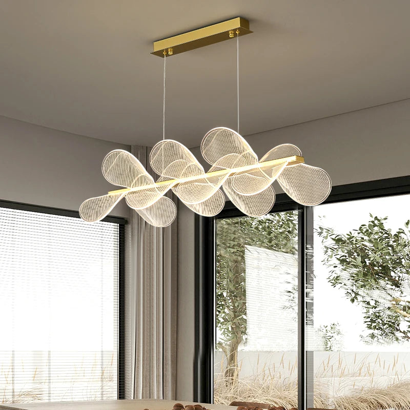 suspension moderne à led avec intensité variable et anneau doré - vue 2 sur 10