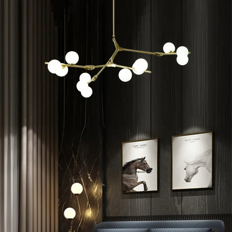 lustre style nordique moléculaire led créatif simple moderne - vue 7 sur 12