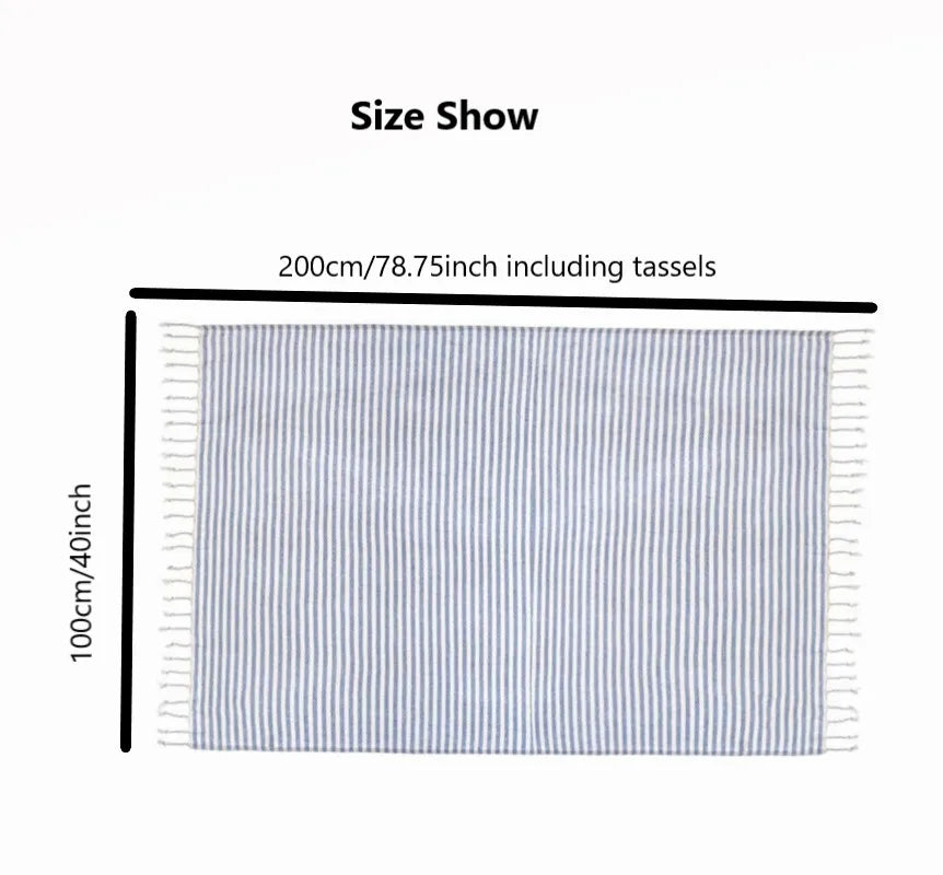 Serviette de plage turque extra large absorbante franges - vue 3 sur 7