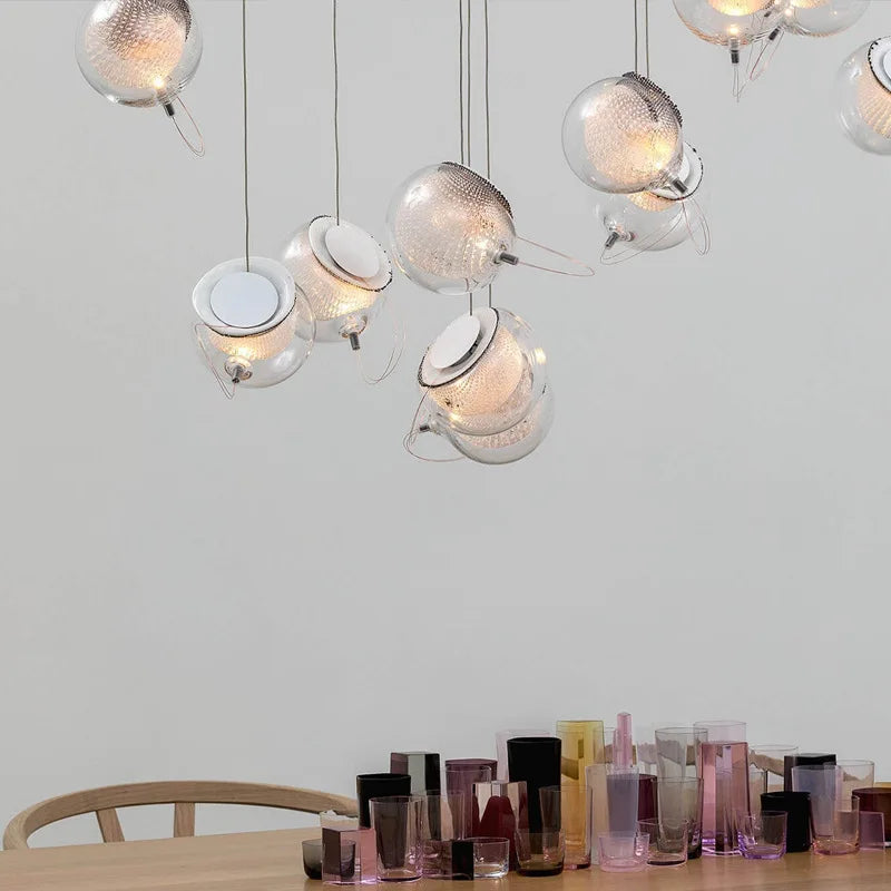 lustre moderne en verre pour décoration intérieure suspendue - vue 4 sur 8