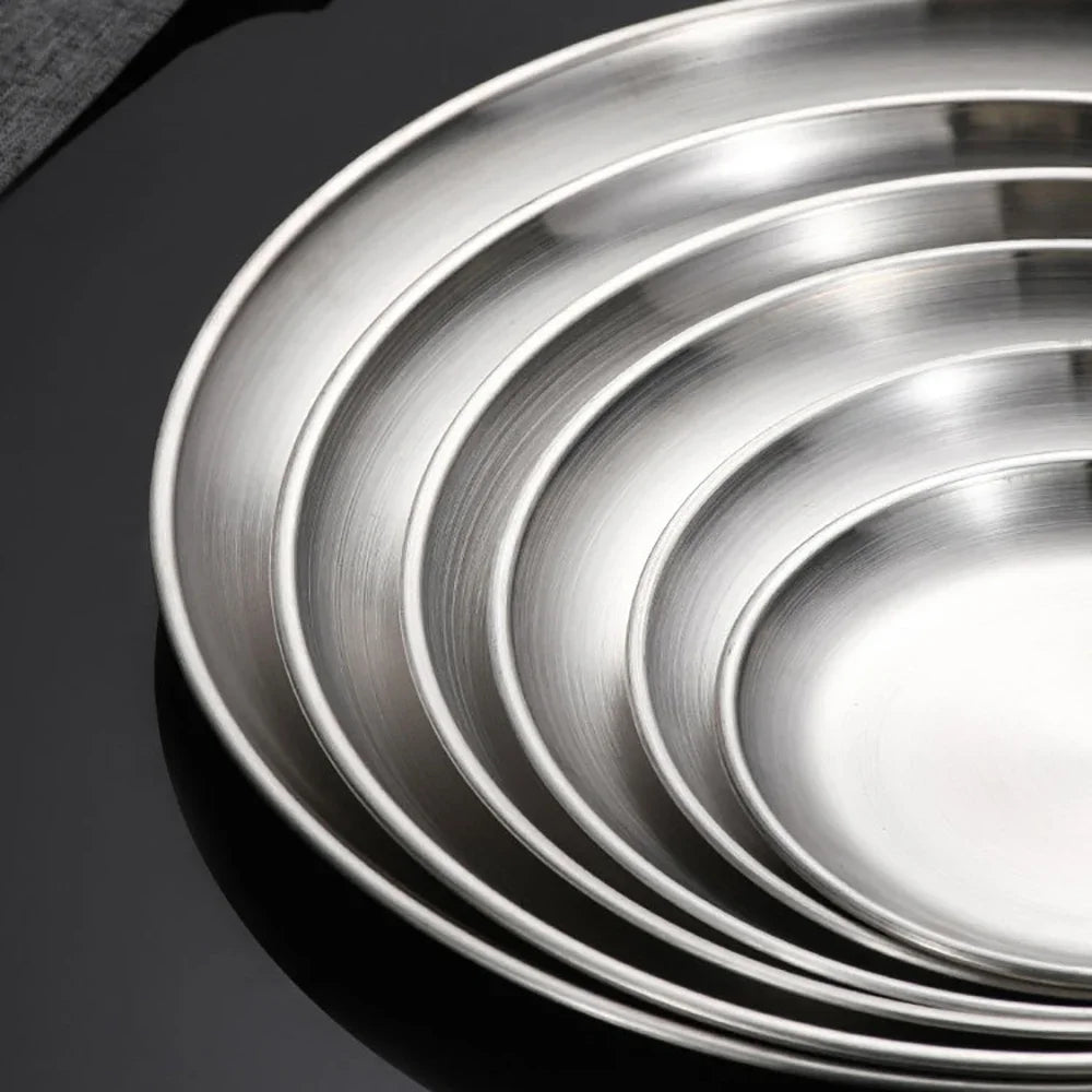 Ensemble 6 assiettes inox multifonction barbecue cuisine - vue 3 sur 7