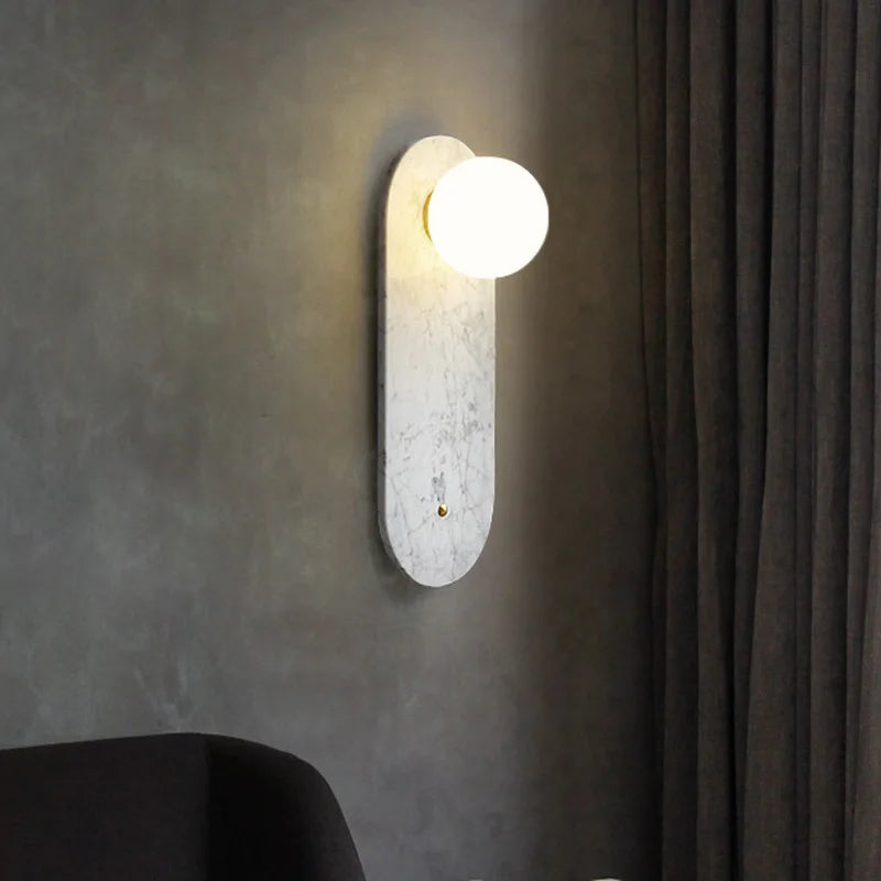 applique murale foyer luxe marbre blanc vert hôtel - vue 6 sur 8