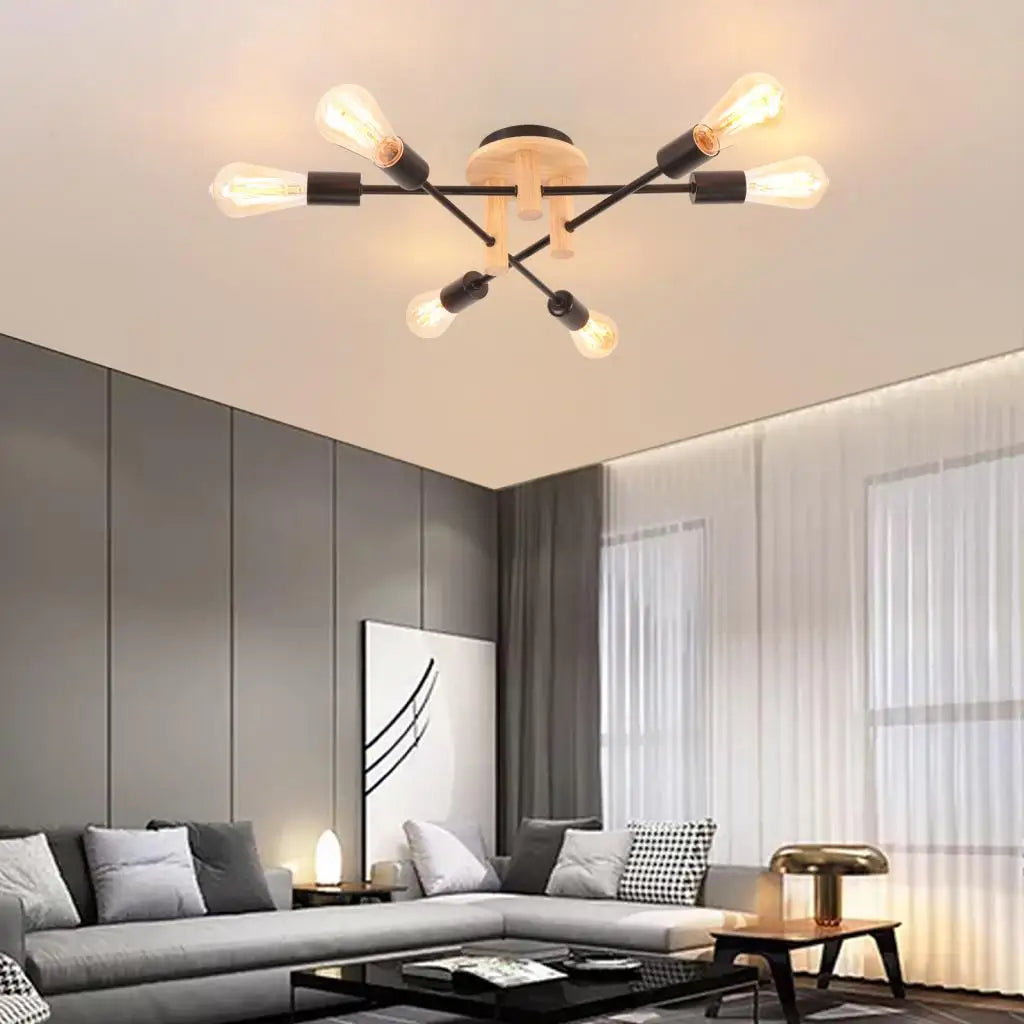 lustre moderne en bois pour décoration intérieure suspendue