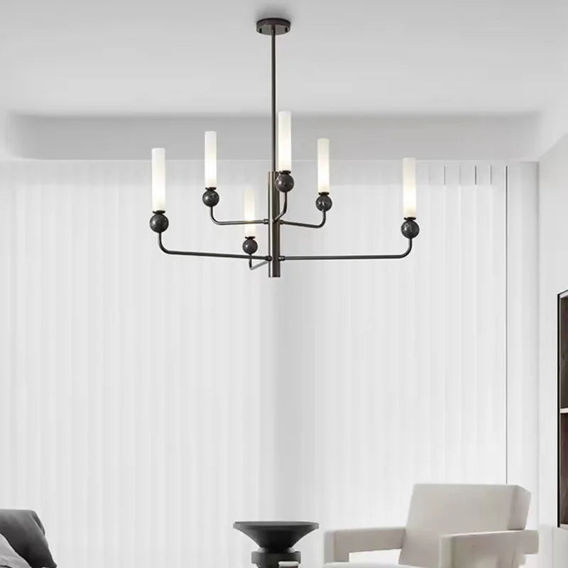 lustre simple et moderne en laiton avec boule en acrylique