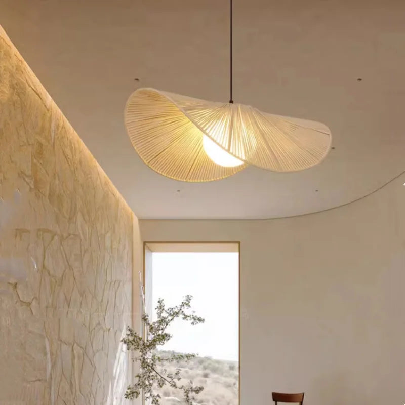 suspension japonaise en rotin style wabi sabi pour décoration moderne - vue 5 sur 10